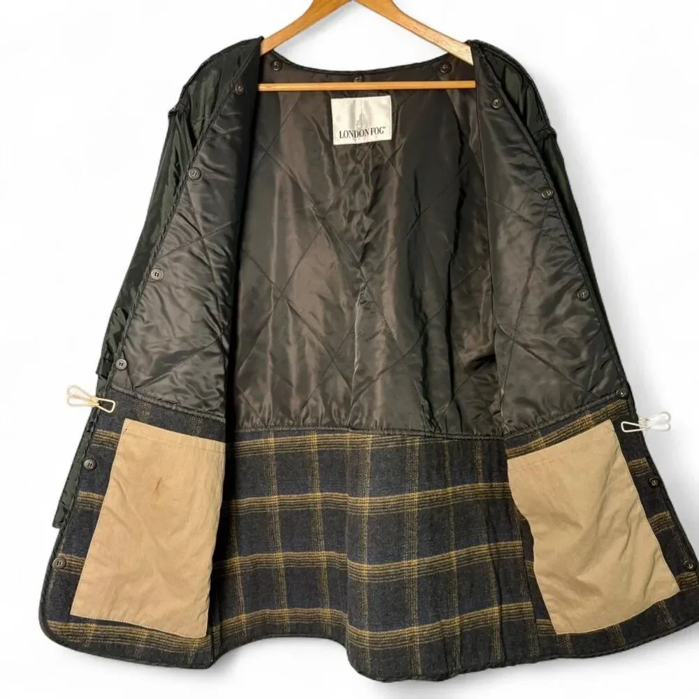 90s Vintage London Fog Classic Khaki Field Coat, Removable Liner Men's sz L Tall